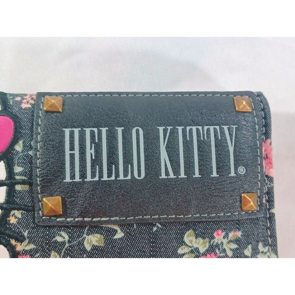 HTF Hello Kitty X Loungefly Denim Long Wallet Floral Studded - Picture 3 of 10